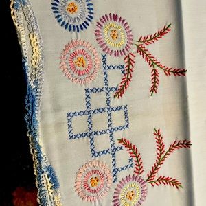 Embroidered hand stitched standard size pillow cases